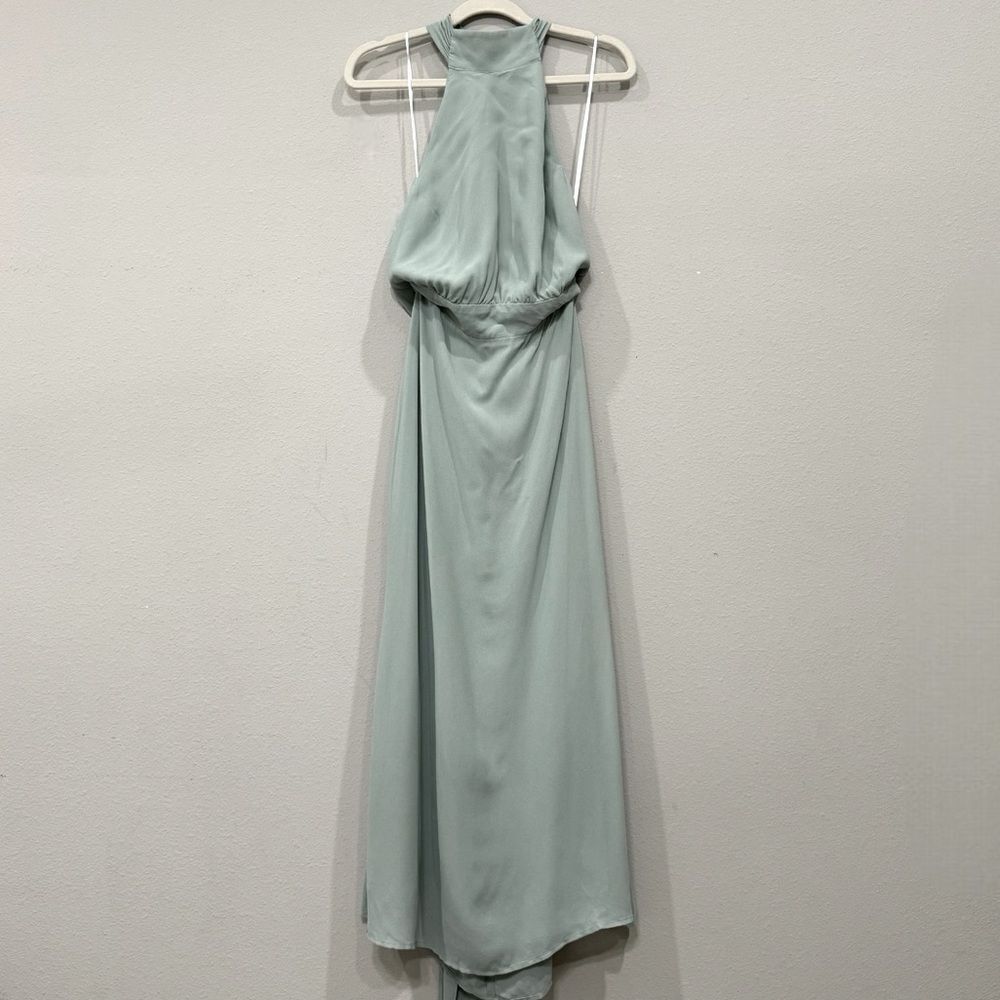 Reformation Halter Maxi‎ Dress Celadon Georgette Gown Size 4